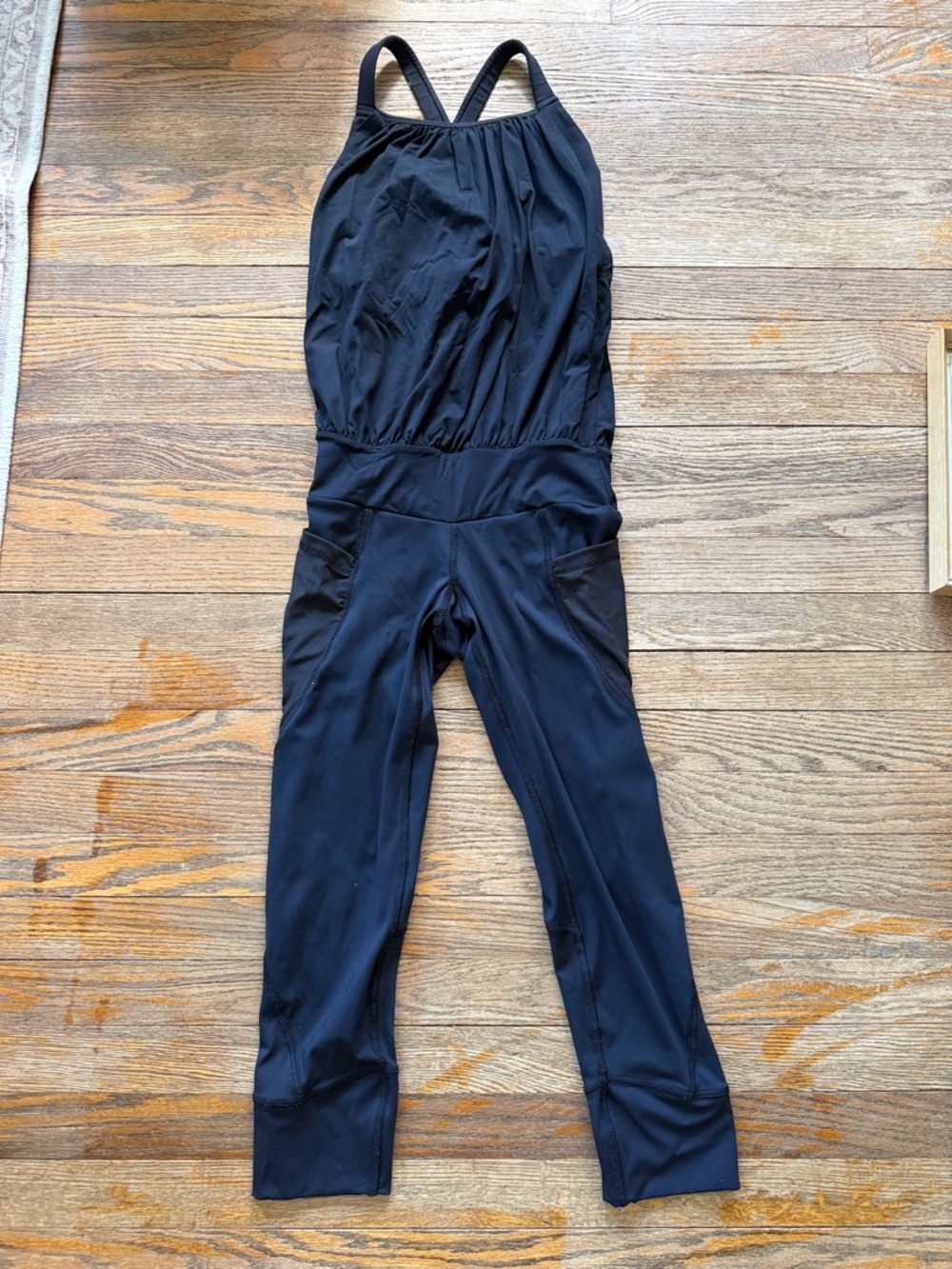 Black Yoga Sleeveless Jumpsuit Romper in Black